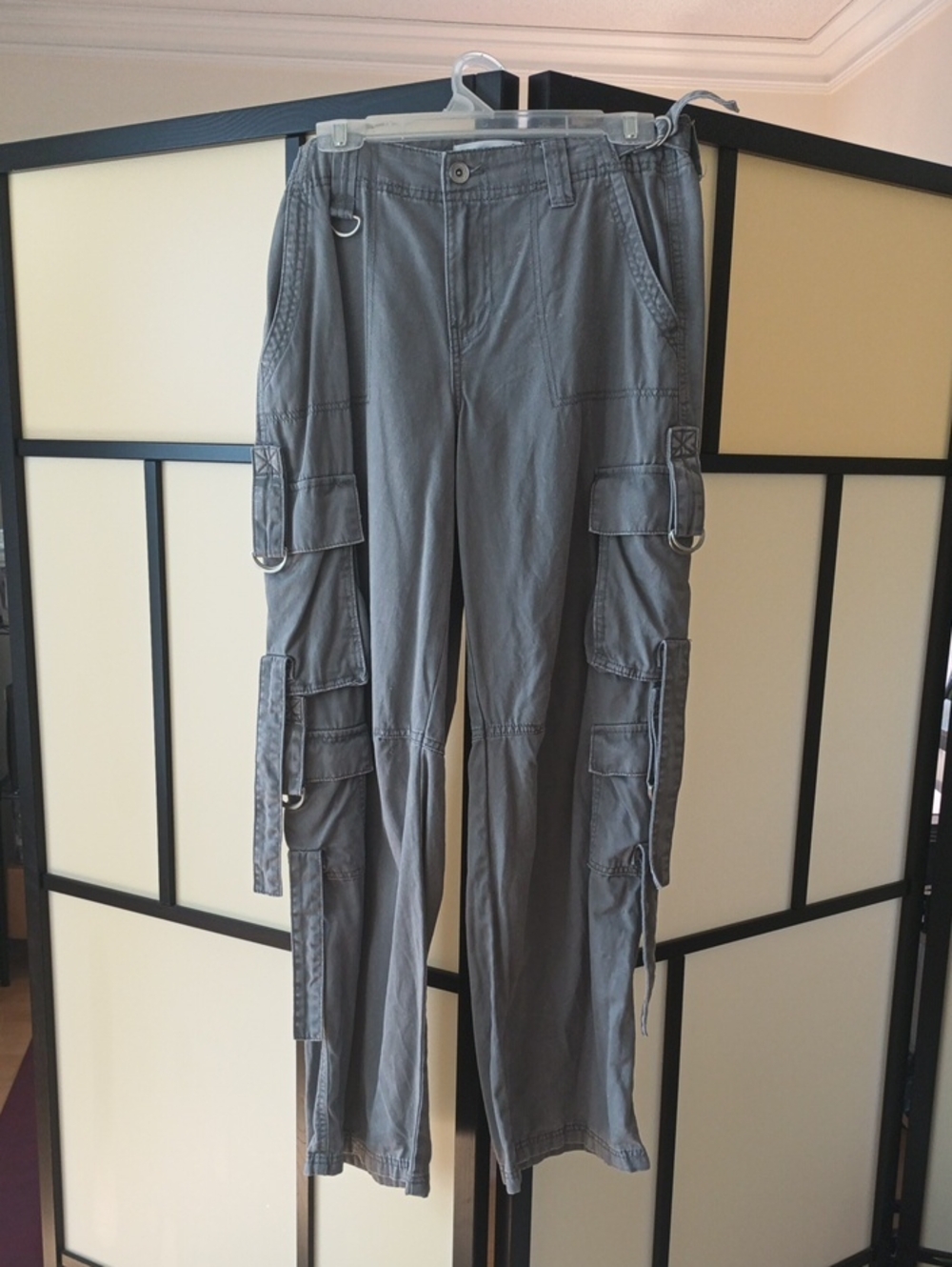 Women's Gray Cargo Pants with Utility Pockets